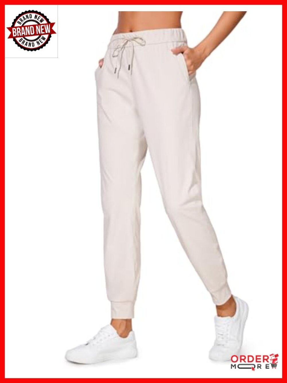 CRZ YOGA 4-Way Stretch Joggers 28" Mid Rise Slim Fit Drawstring Pockets